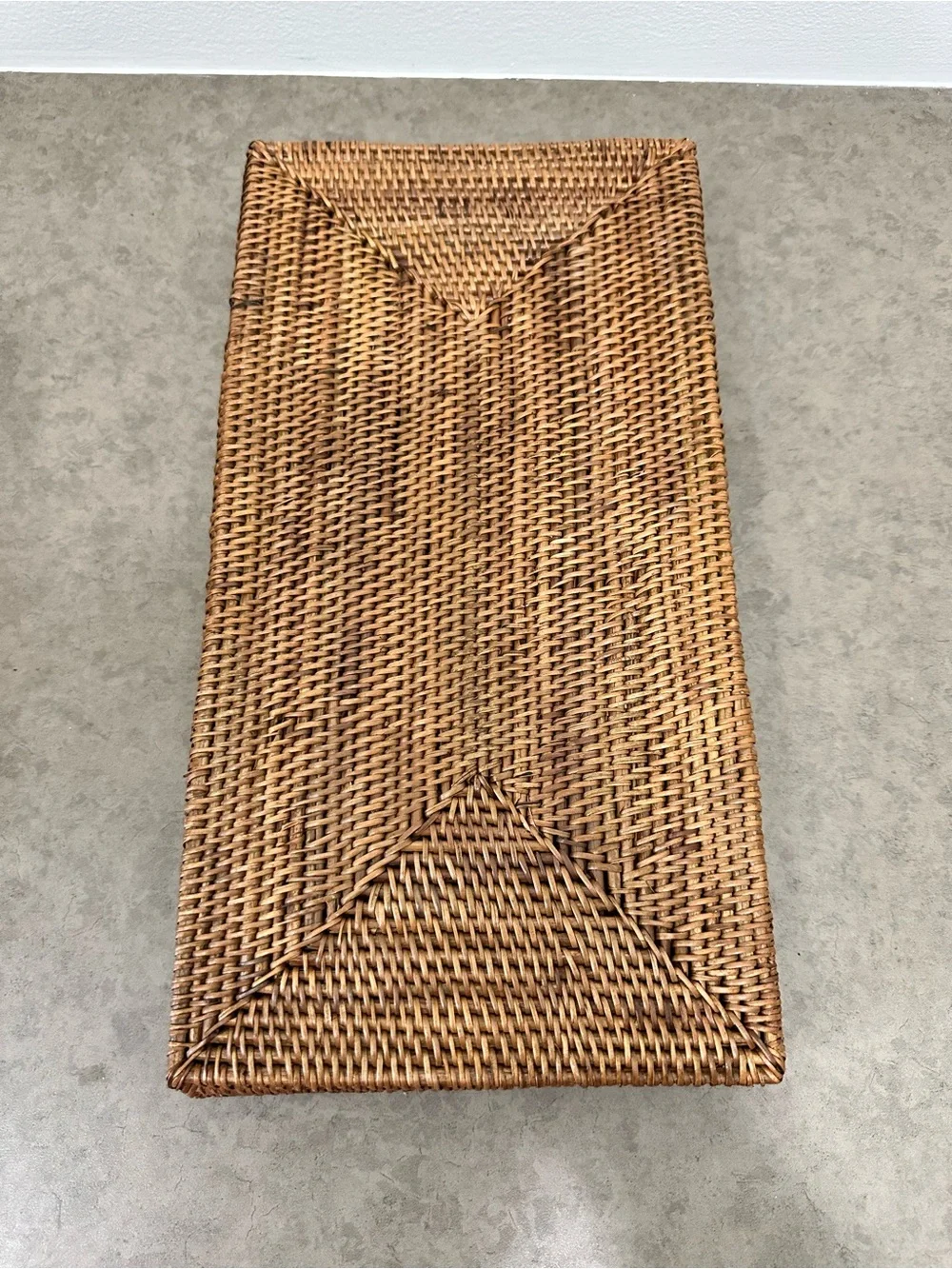 Woven Rattan Tissue Box Holder Cover & Tray Set - Natural Earthy Brown Classy